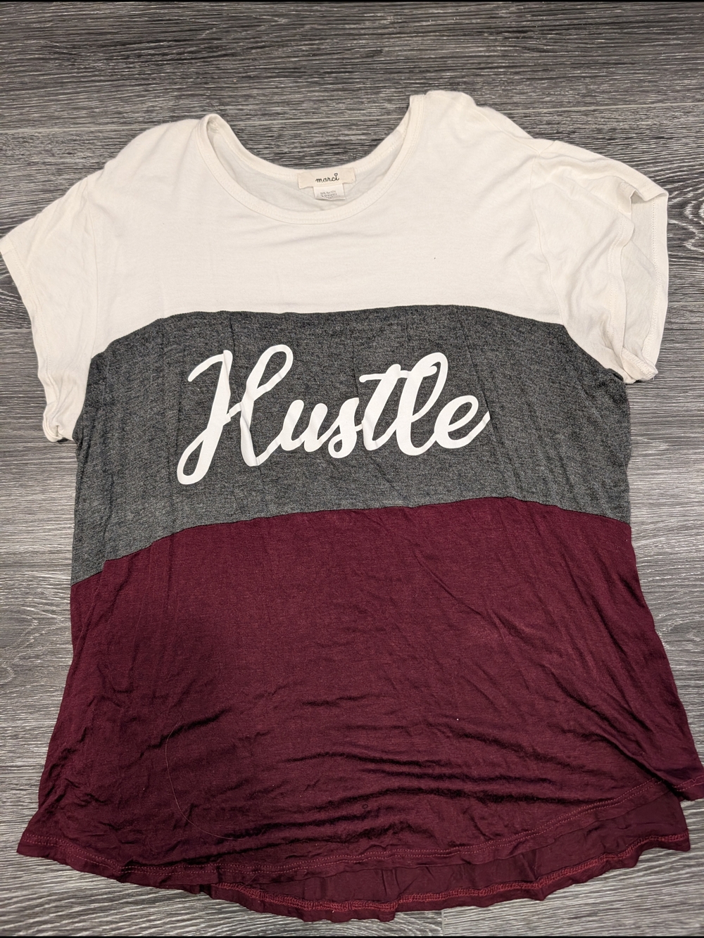 Hustle Colorblock Tee - White, Gray & Burgundy